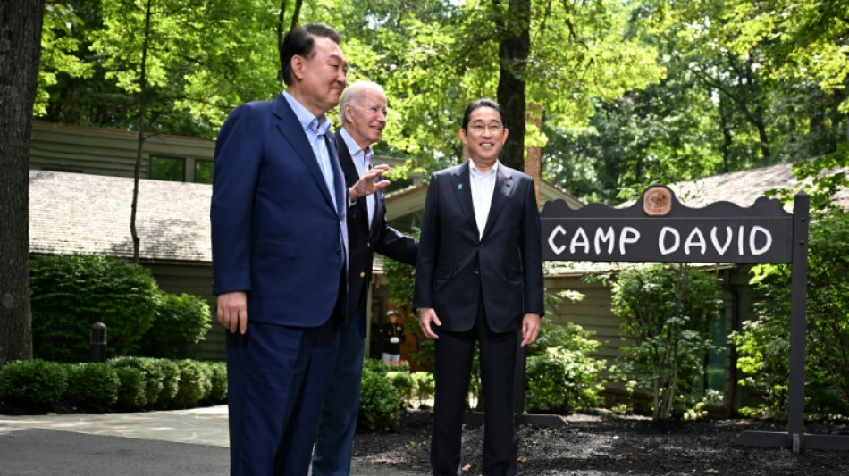A Camp David, Biden c&eacute;l&egrave;bre une "nouvelle &egrave;re" avec S&eacute;oul et Tokyo